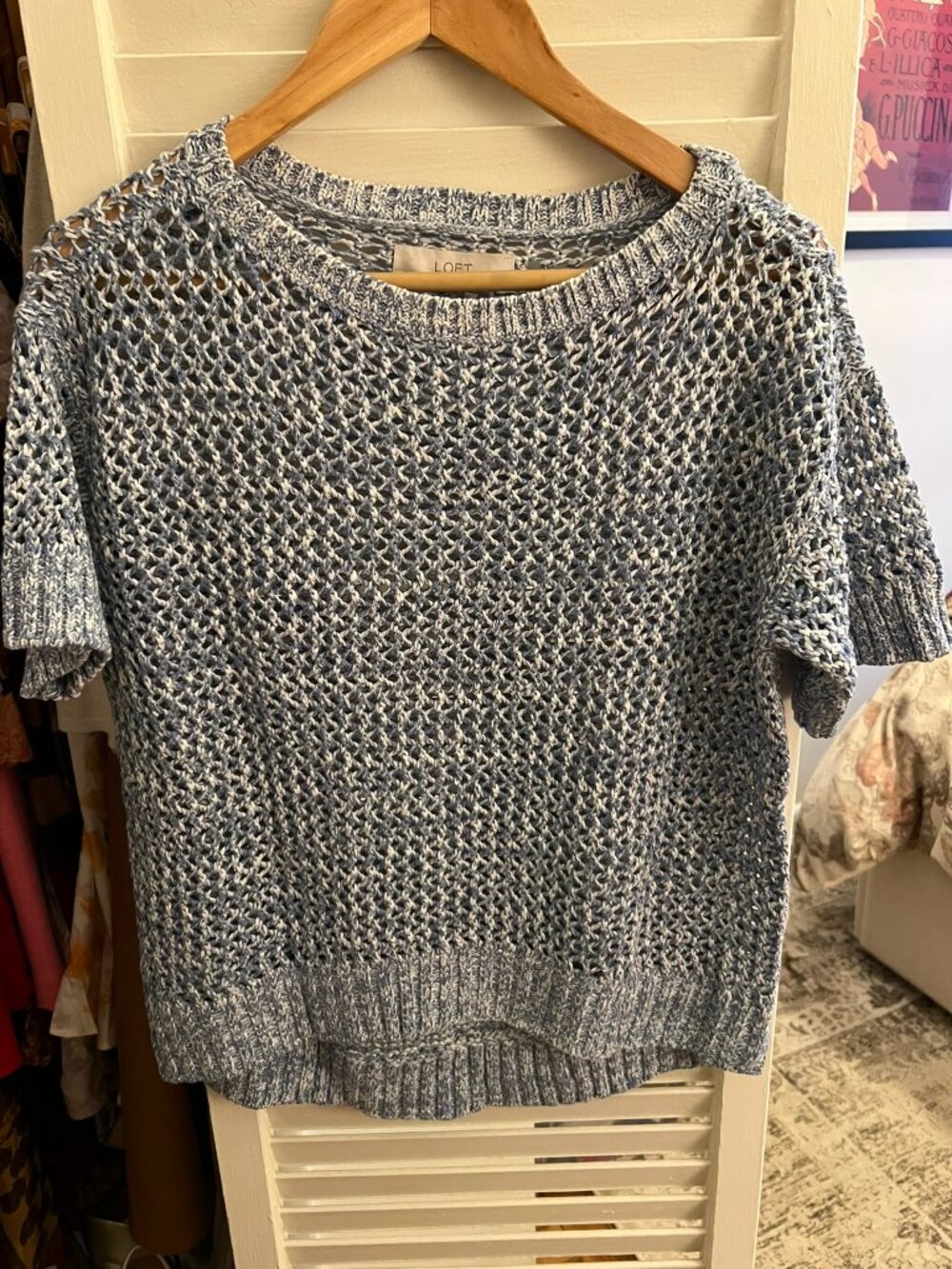 Blue Open Weave Summer Sweater
